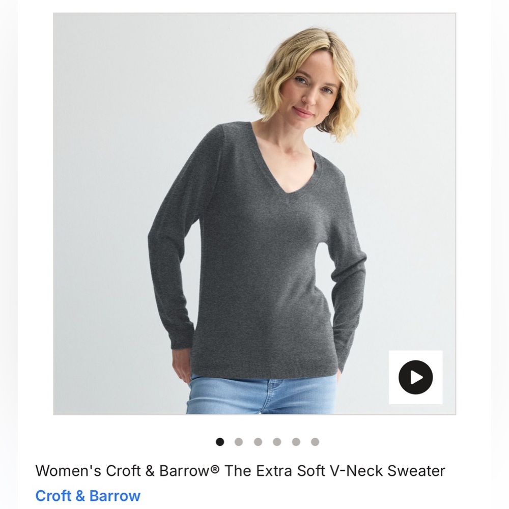 Croft & Barrow Women's Charcoal V-Neck Sweater